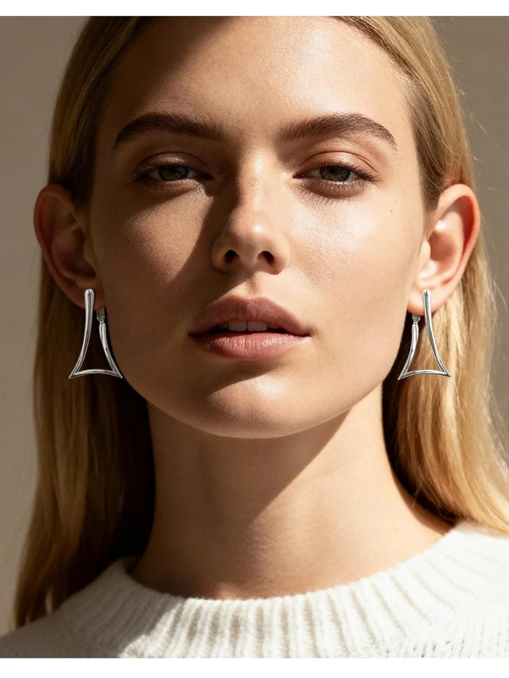 Minimalist Silver Triangle Drop Earrings - Women Jewelry
